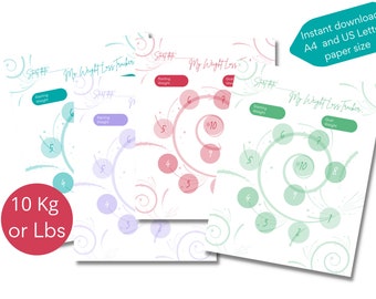 Weight Loss Tracker 10 Kg.Lbs, Weight loss chart, Weight Loss Printable, Weight loss pdf, Goal tracker, Habit Tracker, Diet Tracker