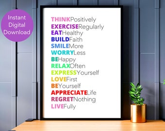 Positive Affirmationen für Männer, Bürokunst, motivierendes Poster, positives Wohndekor, Schreibtischdekor, maskuline Kunst, Selbstwertgefühl Wohndekor