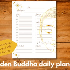 Täglicher undatierter Planner mit einem goldenen Buddha zum Ausdrucken, Sofort download, A4 / A5 / US Letter