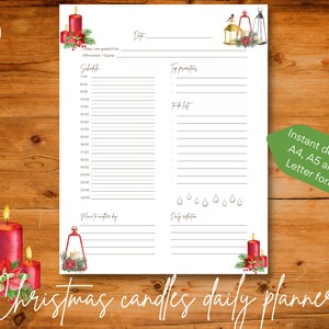 Täglicher undatierter Planer mit Weihnachtsdekoration zum Ausdrucken, Sofort download, A4 / A5 / US Letter