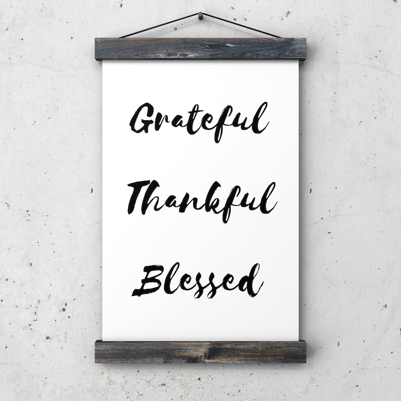 Grateful Thankful Blessed Printable Wall Art, Christian Wall Art, Bold ...