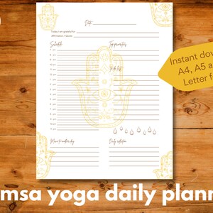 Täglicher undatierter Planer mit einer Hamsa illustriert, Sofort download, A4 / A5 / US Letter