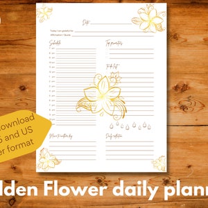 Täglicher undatierter Planer mit einer Frangipani-Blume zum Ausdrucken, Sofort download, A4 / A5 / US Letter