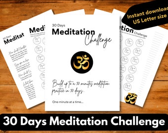 Meditation planner, Spiritual bundle, Mindfulness planner, Wellness planner, Meditation how to, Meditation guide, 30 Days, US Letter