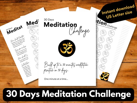 Meditation planner, Spiritual bundle, Mindfulness planner, Wellness planner, Meditation how to, Meditation guide, 30 Days, US Letter