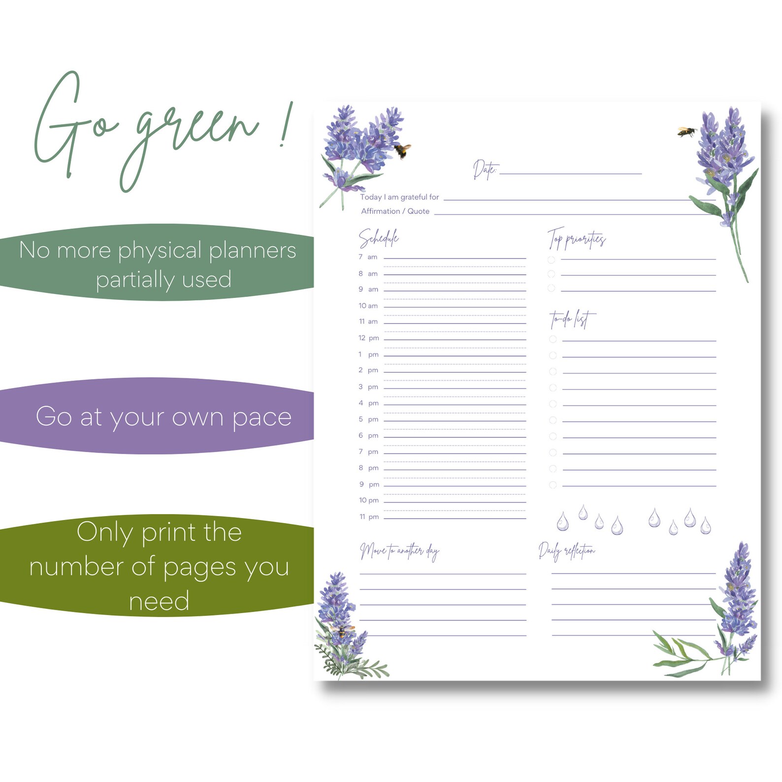 Bundle Daily, Weekly & Monthly Printable Undated Planner Template Pages ...