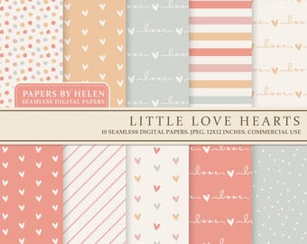 10 papeles digitales sin costuras con corazones de San Valentín, papel para álbumes de recortes, fondos con corazones, papel digital para uso comercial, papel digital de San Valentín 03