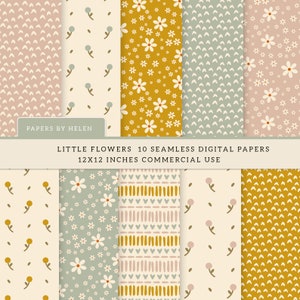 10 Boho Nahtlose digitale Papiere, Frühling Floral, Frühlingsblumen, kommerzielle Nutzung Digitales Papier, Boho Muster, kleine Blumen 01