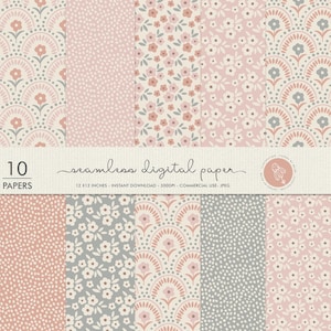 10 boho naadloos digitaal papier, kleine bloemen, digitaal papier voor commercieel gebruik, bohopatronen, lentebloemen