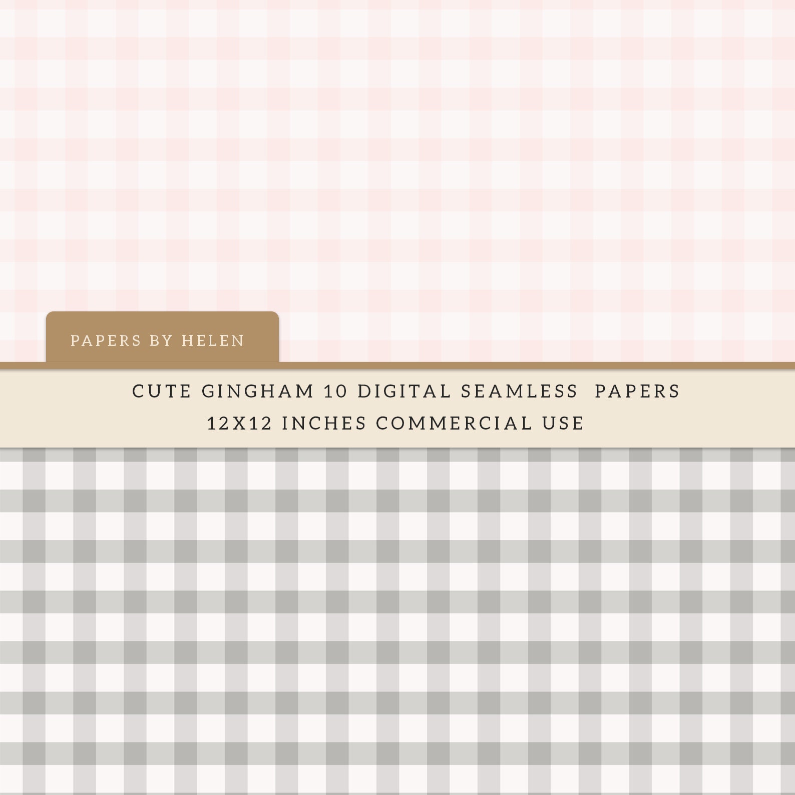10 Gingham Seamless Digital Paper, Pastel Gingham Backgrounds ...