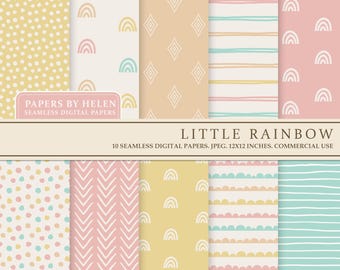 10 boho naadloos digitaal papier, boho-plakboekpapier, boho-achtergronden, digitaal papier voor commercieel gebruik, boho-patronen, boho-regenboog 07