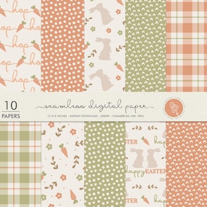 10 papiers numériques sans couture de Pâques, arrière-plans de Pâques, papier numérique à usage commercial, Boho de Pâques, joyeuses Pâques