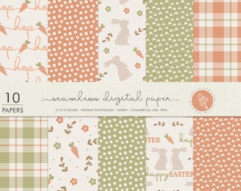 10 Easter Seamless Digital Papers, Easter Backgrounds, Commercial Use Digital Paper,  Easter Boho,  Happy Easter