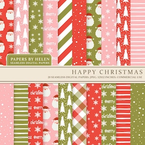 20 Christmas Digital Papers, Christmas Scrapbook Paper, Commercial Use, Christmas Backgrounds, Seamless Christmas Papers. 03