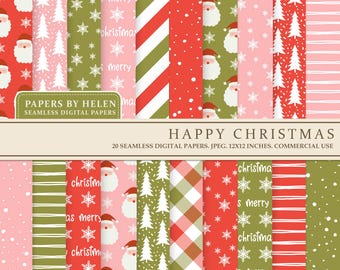20 Christmas Digital Papers, Christmas Scrapbook Paper, Commercial Use, Christmas Backgrounds, Seamless Christmas Papers. 03