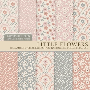 10 papiers numériques sans couture bohèmes, petites fleurs, papier numérique à usage commercial, motifs bohèmes, fleurs printanières 1