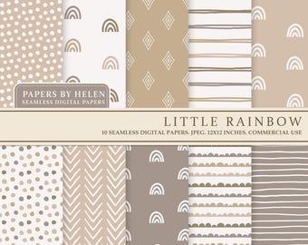 10 boho naadloos digitaal papier, boho-plakboekpapier, boho-achtergronden, digitaal papier voor commercieel gebruik, boho-patronen, boho-regenboog 06