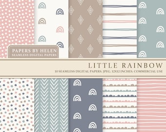 10 Boho Seamless Digital Papers, Boho Scrapbook Paper, Boho Backgrounds ...