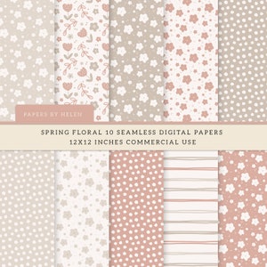 10 Papeles digitales sin costuras Boho, Floral de primavera, Flores de primavera, Papel digital de uso comercial, Patrones Boho, Floral de primavera 02