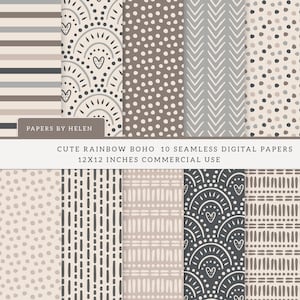 10 Boho Seamless Digital Papers, Boho Scrapbook Paper, Boho Backgrounds, Commercial Use Digital Paper,  Boho Patterns, Cute Boho 1