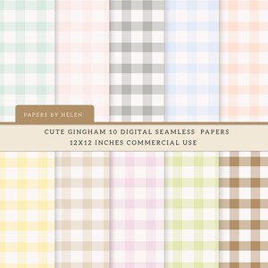 10 Gingham Seamless Digital Paper, Pastel Gingham Backgrounds, Commercial Use Digital Paper, Cute Gingham Papers 01