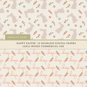10 Easter Seamless Digital Papers, Easter Backgrounds, Commercial Use Digital Paper, Easter Boho, Happy Easter image 2