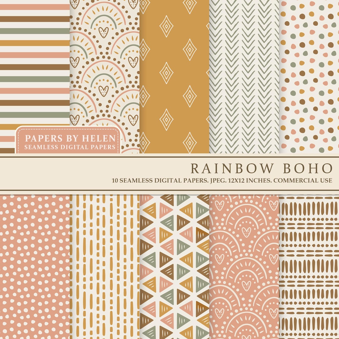 10 Boho Seamless Digital Papers, Boho Scrapbook Paper, Printable ...