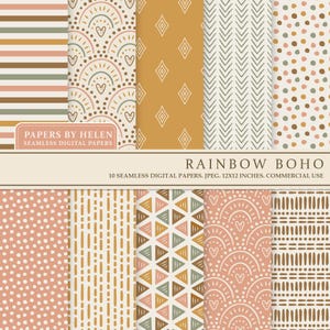 10 Boho Nahtlose digitale Papiere, Boho Scrapbook Papier, druckbare digitale Papiere, kommerzielle Nutzung digitales Papier, Boho Muster, niedlicher Boho 1