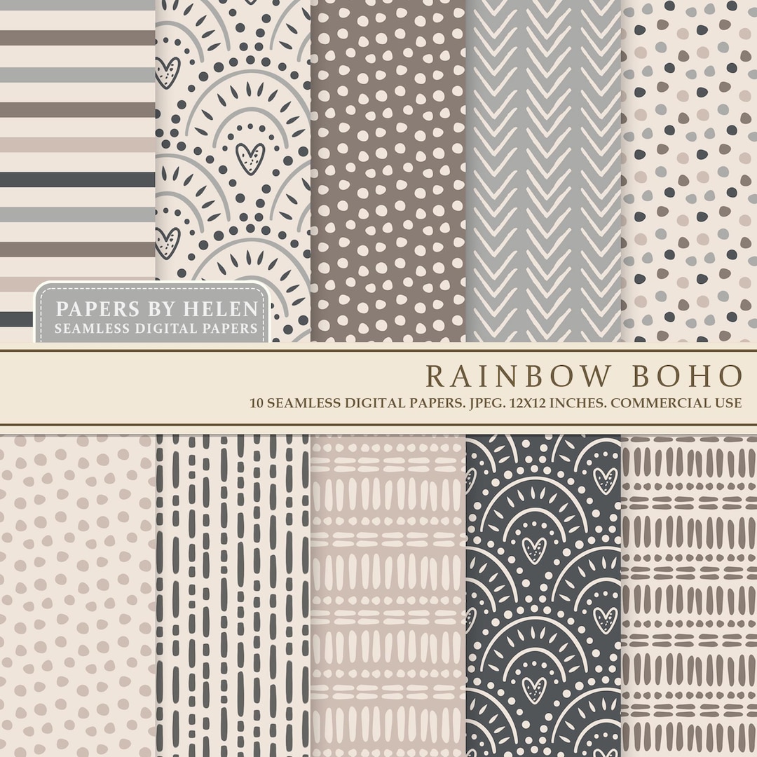 10 Boho Seamless Digital Papers, Boho Scrapbook Paper, Boho Backgrounds ...