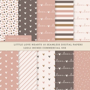 10 Valentine Hearts Seamless Digital Papers, Scrapbook Paper, Heart Backgrounds, Commercial Use Digital Paper,  Valentine Digital Paper 01