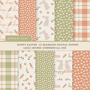 10 Easter Seamless Digital Papers, Easter Backgrounds, Commercial Use Digital Paper, Easter Boho, Happy Easter image 1