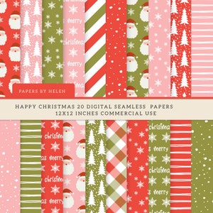 20 Christmas Digital Papers, Christmas Scrapbook Paper, Commercial Use, Christmas Backgrounds, Seamless Christmas Papers. 03