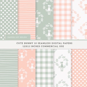 10 Easter Seamless Digital Papers, Bunny Digital Papers, Backgrounds, Commercial Use Digital Paper,  Cute Bunny 01
