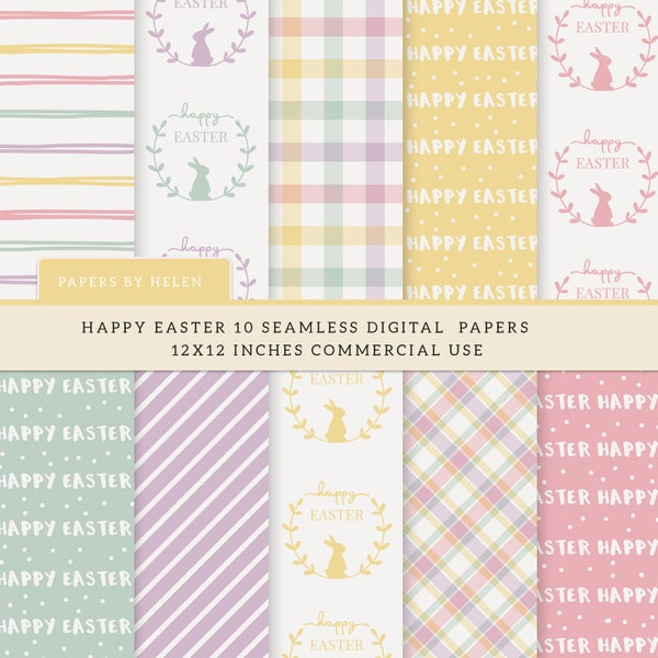 10 Easter Seamless Digital Papers, Easter Backgrounds, Commercial Use Digital Paper,  Easter Boho,  Happy Easter 03