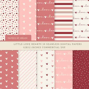 10 Valentine Hearts Seamless Digital Papers, Scrapbook Paper, Heart Backgrounds, Commercial Use Digital Paper,  Valentine Digital Paper 04