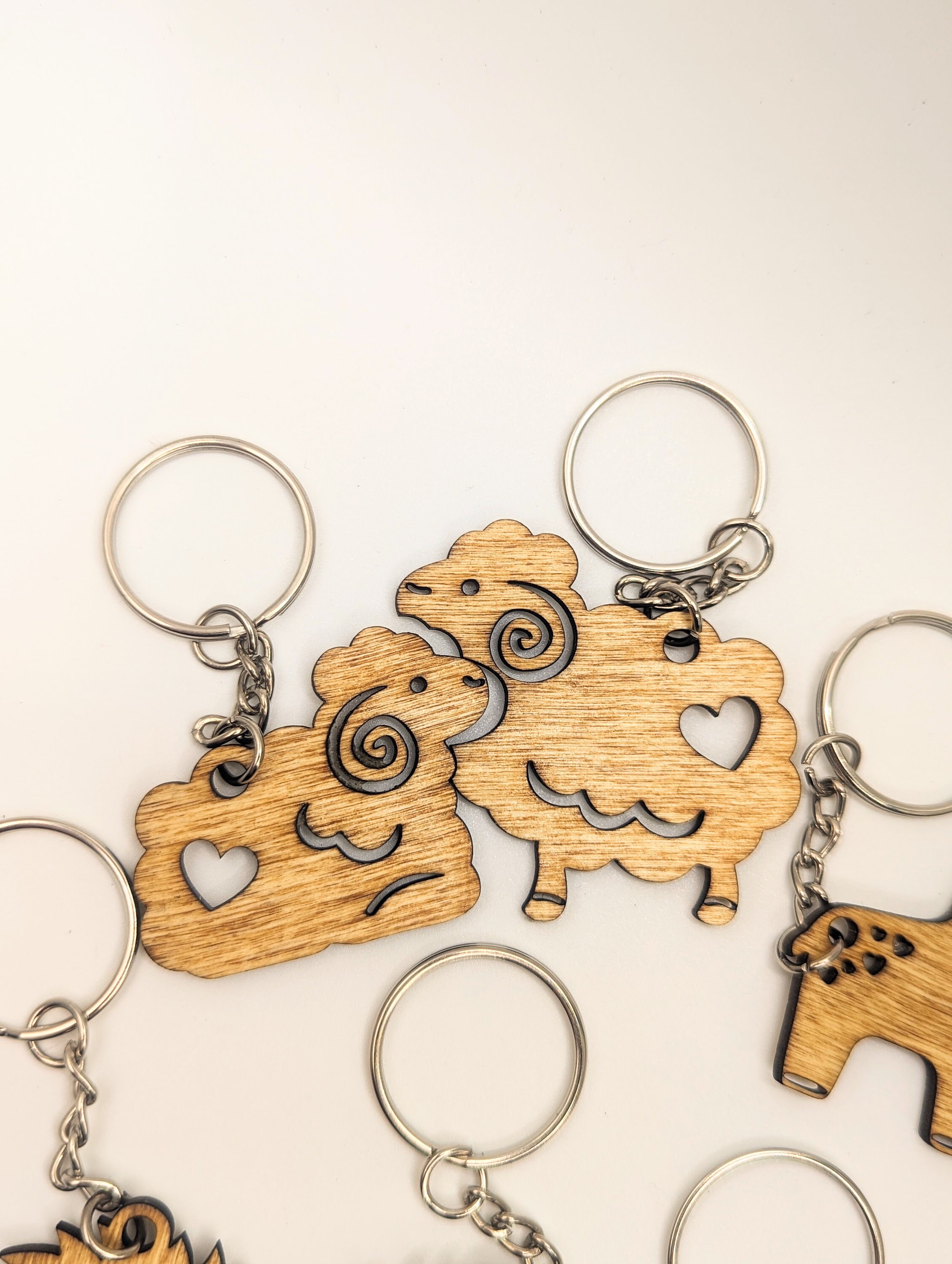 Key Rings Animal Design Animal Keychain Set, Laser Cut Wooden Keyring, Valentine's Gift - Etsy