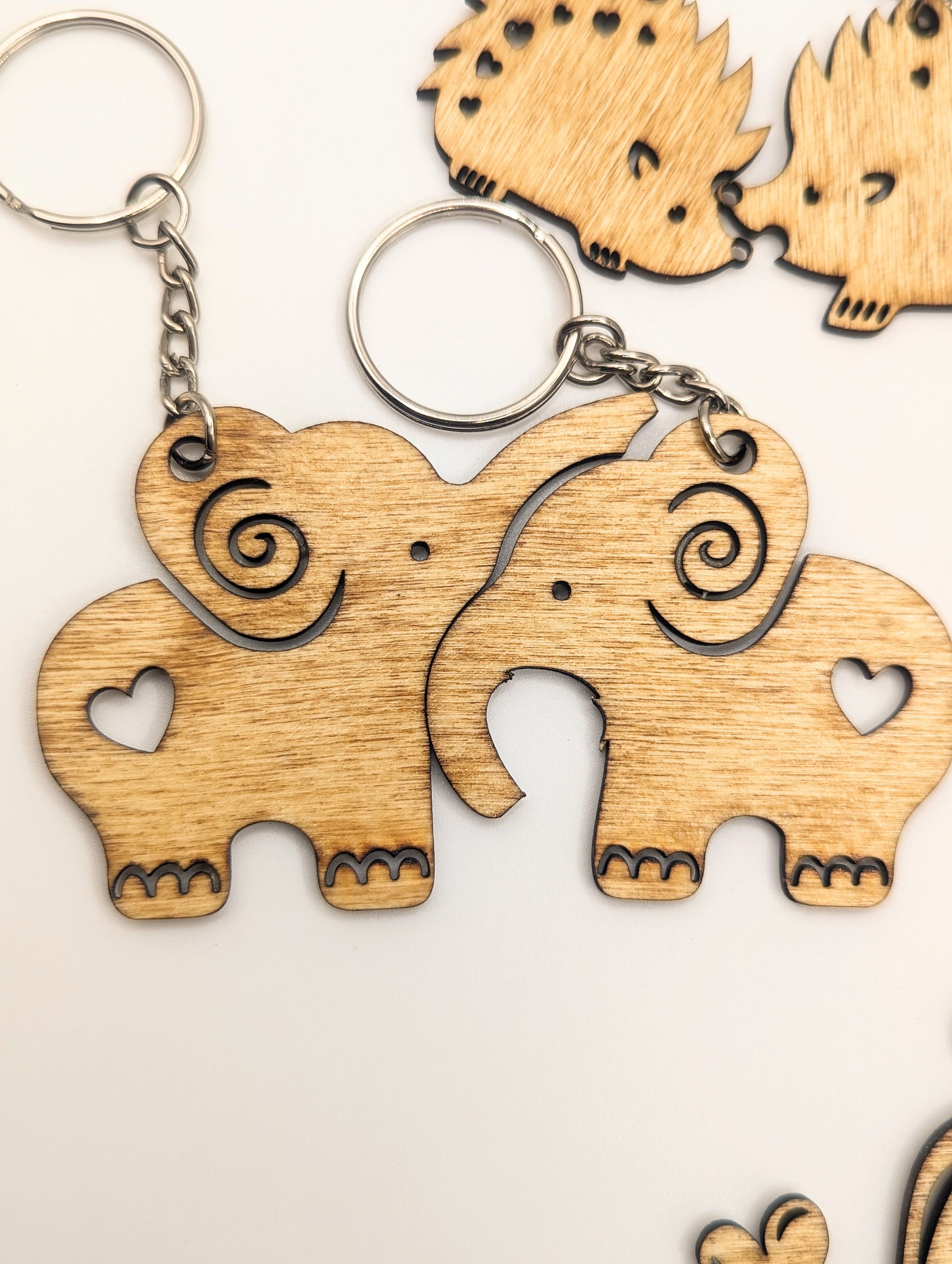 Animal Keychain Set, Laser Cut Wooden Keyring, Valentine's Gift - Etsy