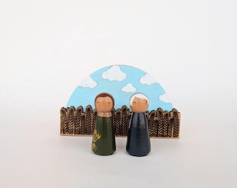 Ruth and Naomi Peg Dolls/ Women of The Bible Play Set/ Wooden Christian Play Set/ Biblical Toy