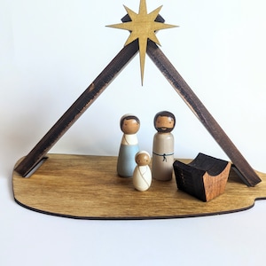 Nativity Peg Dolls/ Handmade Nativity Set/ Wooden Nativity/ Christmas Present for Mom/ Kids Wood Nativity/ Unique Nativity Set