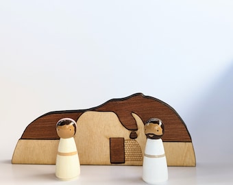 Resurrection Peg Doll Set: Hand-Painted Christian Easter Decor