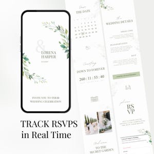 Sage Green Wedding Invitation Website Canva | Editable Wedding Template | RSVP Tracking | Elegant Minimalist Wedding Invite