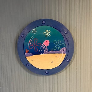 Jellyfish window porthole painting image 2