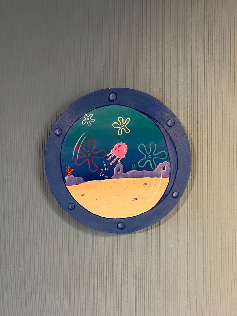 Jellyfish window porthole painting image 2