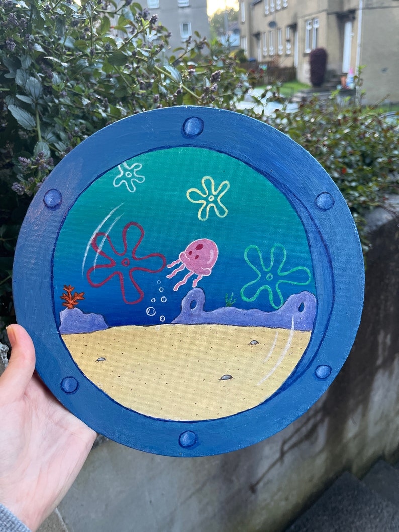 Jellyfish window porthole painting image 1