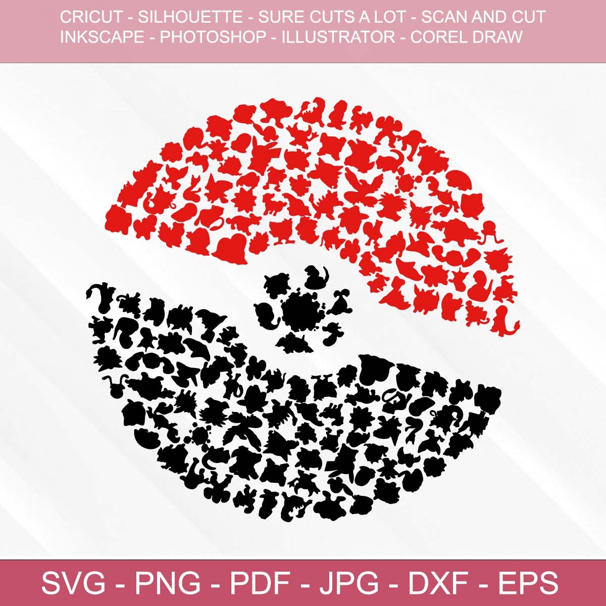 Poke Ball logo icon sign SvG,PnG,DxF,EpS file,Digital downlo