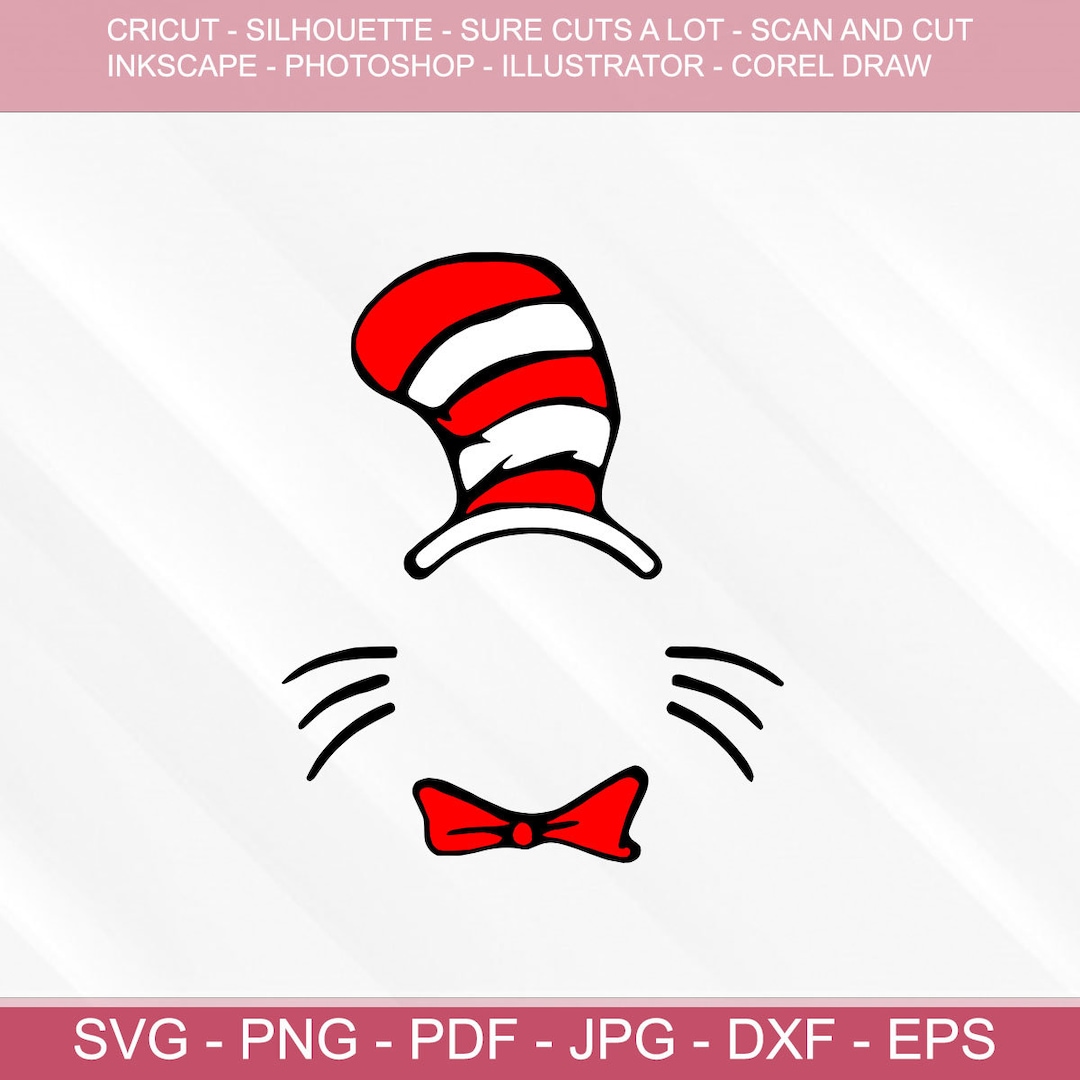 Cat in the Hat Vector Cut File for Cricut Silhouette Svg Png - Etsy UK