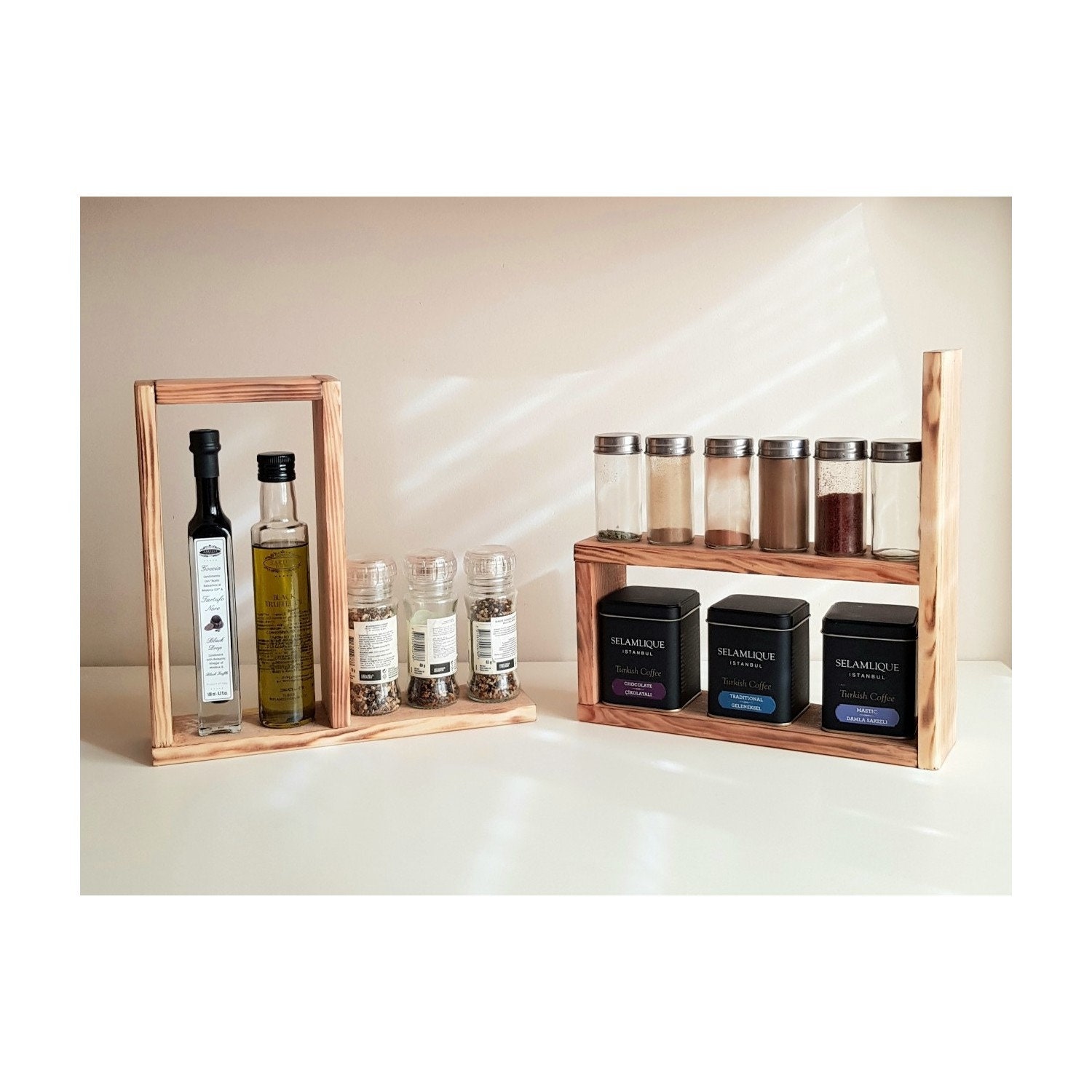 Bacer Rack, Wooden Kitchen Corner Shelf , Counter Top Organizer ...
