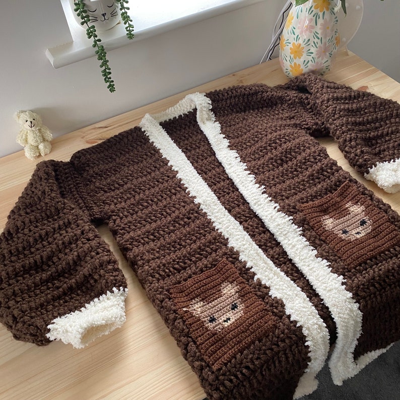 Crochet Coat Pattern: Brown Teddy Bear Chunky Crochet Coat Long ...