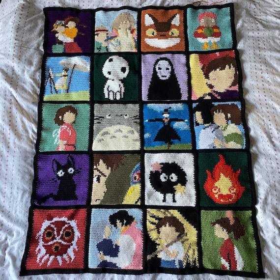 アニメかぎ針編みブランケットパターンPDFアニメ映画パッチワーク