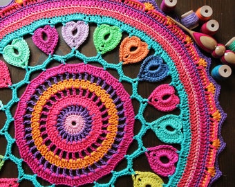 Häkeldeckchen  Ø 48 cm  Mandala Tischdecke Boho Style